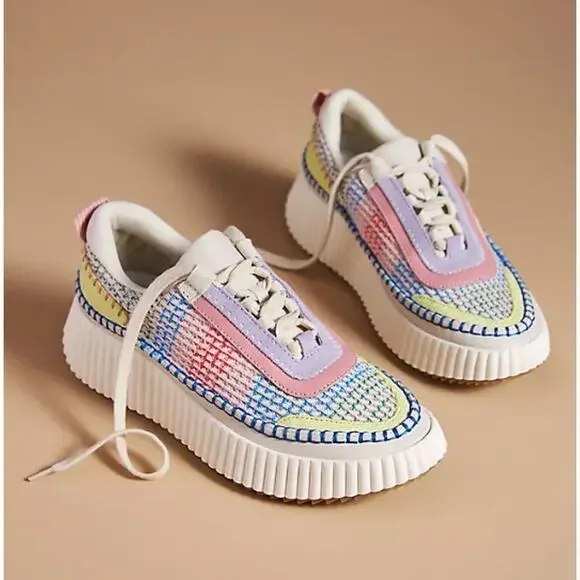 Anthropologie Dolce Vita Dolen Rainbow Knit Sneaker Tennis Shoe Funfetti 7.5 - Picture 4 of 11
